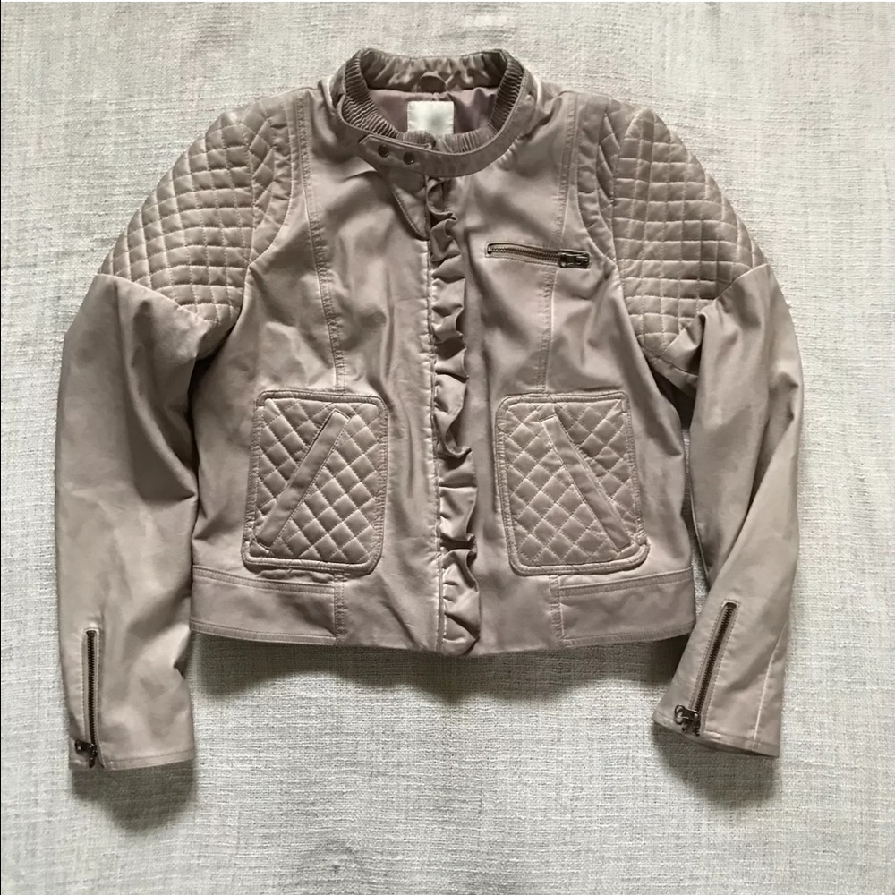 Elevenses Distressed Vegan Leather Bomber Jacket